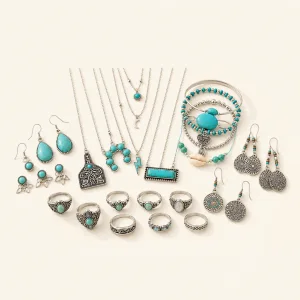 Boho Turquoise-Style Schmuckset für Damen für den Alltag