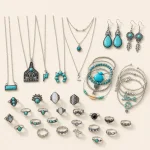 Boho Turquoise-Style Schmuckset für Damen für den Alltag