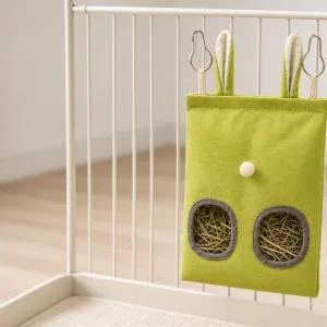 Canvas Rabbit Hay Feeder Bag: 2-Hole Hanging Setup and Fit Guide
