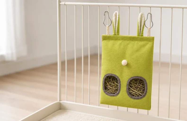 Bolsa de feno de lona para coelho: guia de pendurar e ajustar