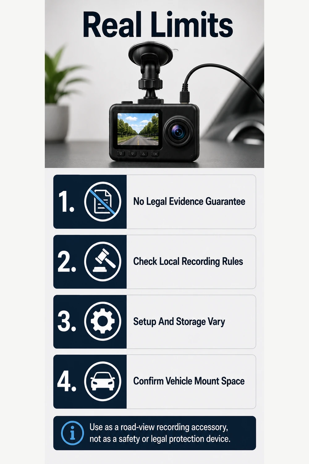 Real limits checklist for dash camera local recording rules