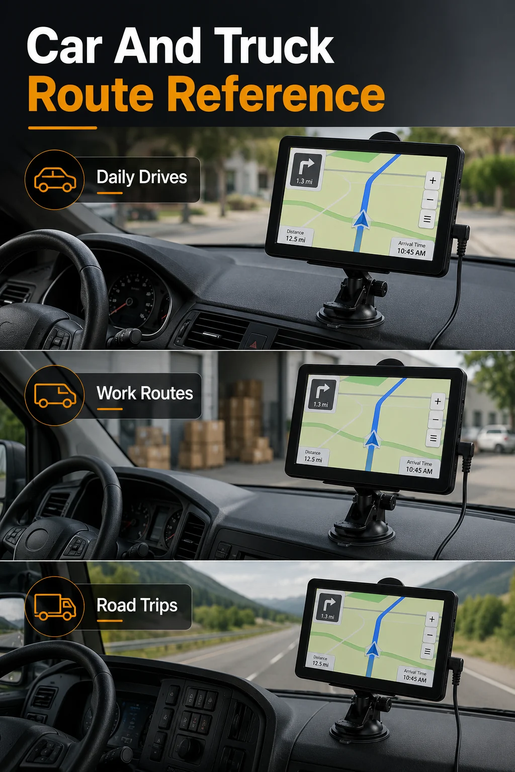 Referência de rota GPS portátil para carro van e caminhão