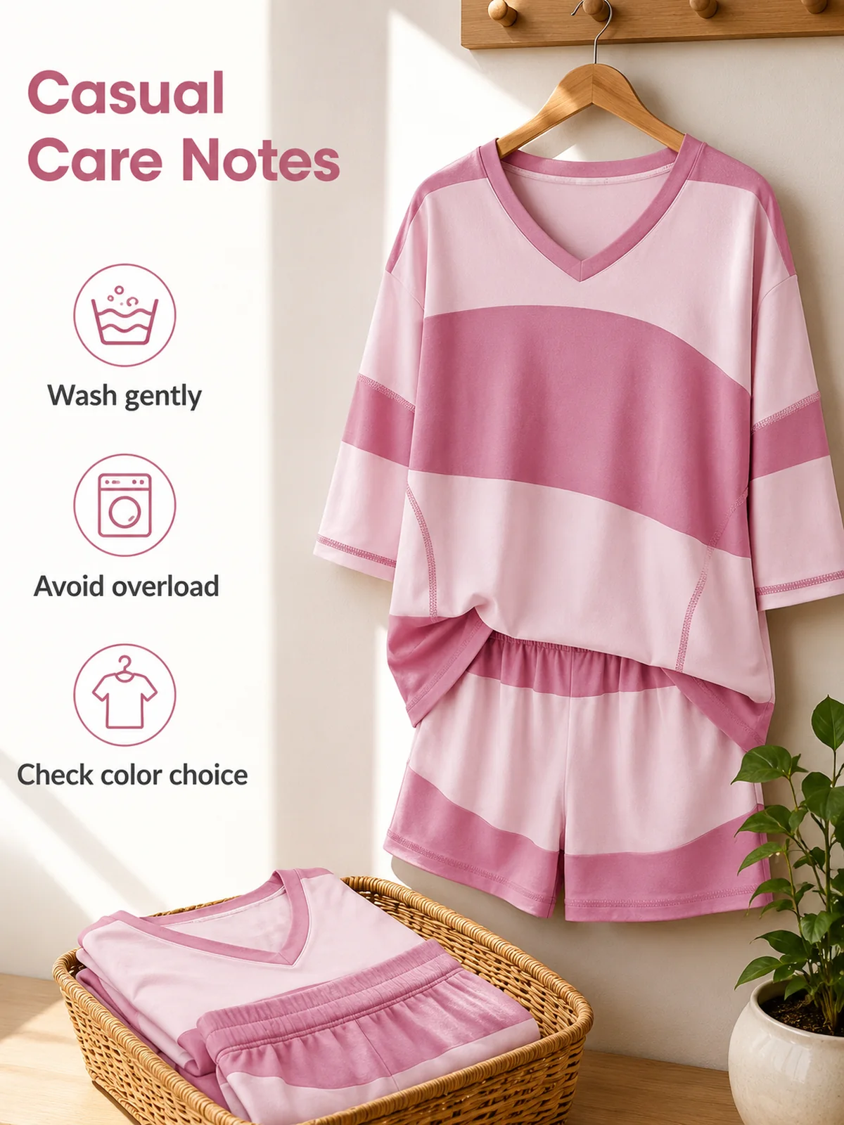 note cura e uso per completo casual a righe
