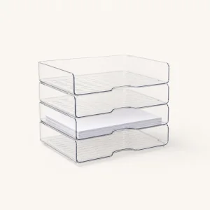 Organiseur transparent 4 niveaux pour papiers de bureau