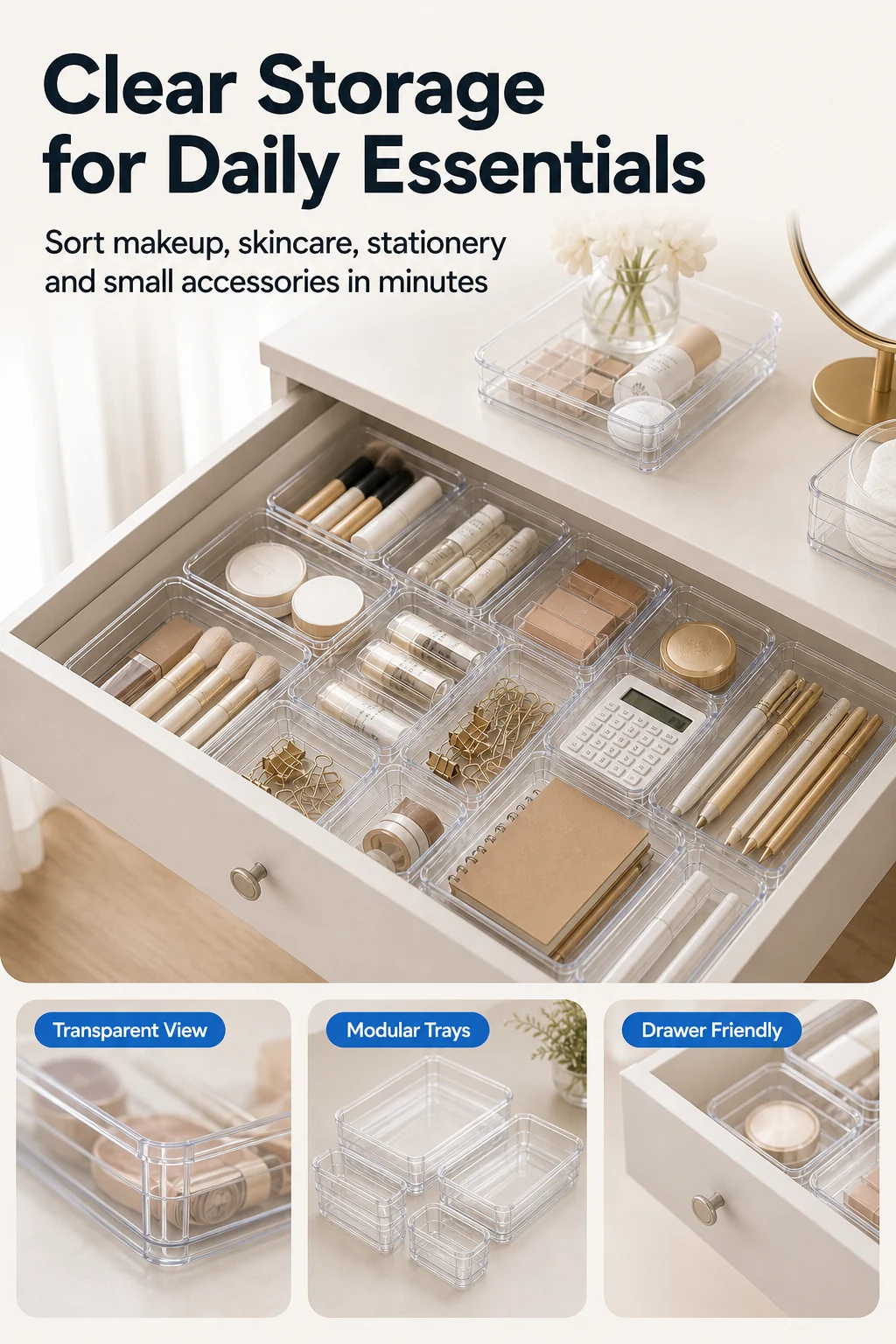 Set da 25 Organizer Trasparenti per Cassetti dettaglio prodotto