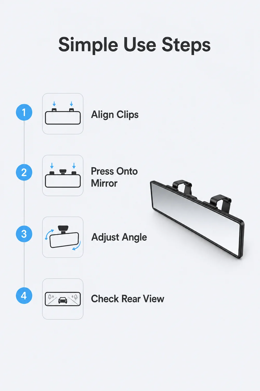 Imagen de detalle con usos diarios de un espejo retrovisor gran angular clip-on