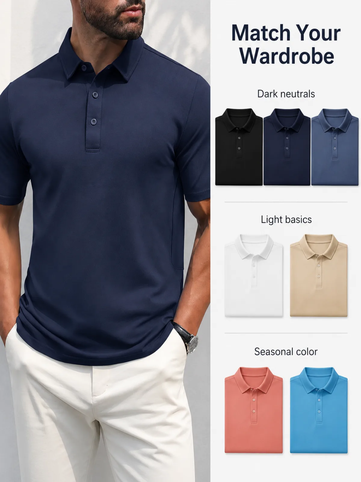Ideas de color para polos lisos casuales de hombre
