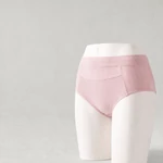 Pink brief with a front pocket shown on a white retail mannequin