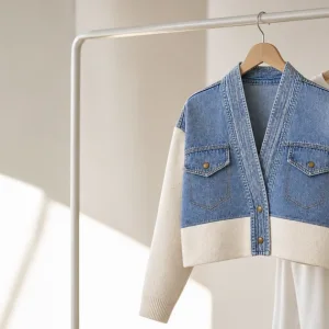 Chaqueta Cardigan Denim Patchwork: Ajuste, Colores y Capas