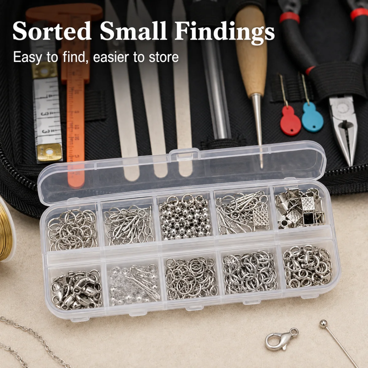 Detalhe de tamanho ou uso para Kit DIY para reparo de joias com estojo com zíper