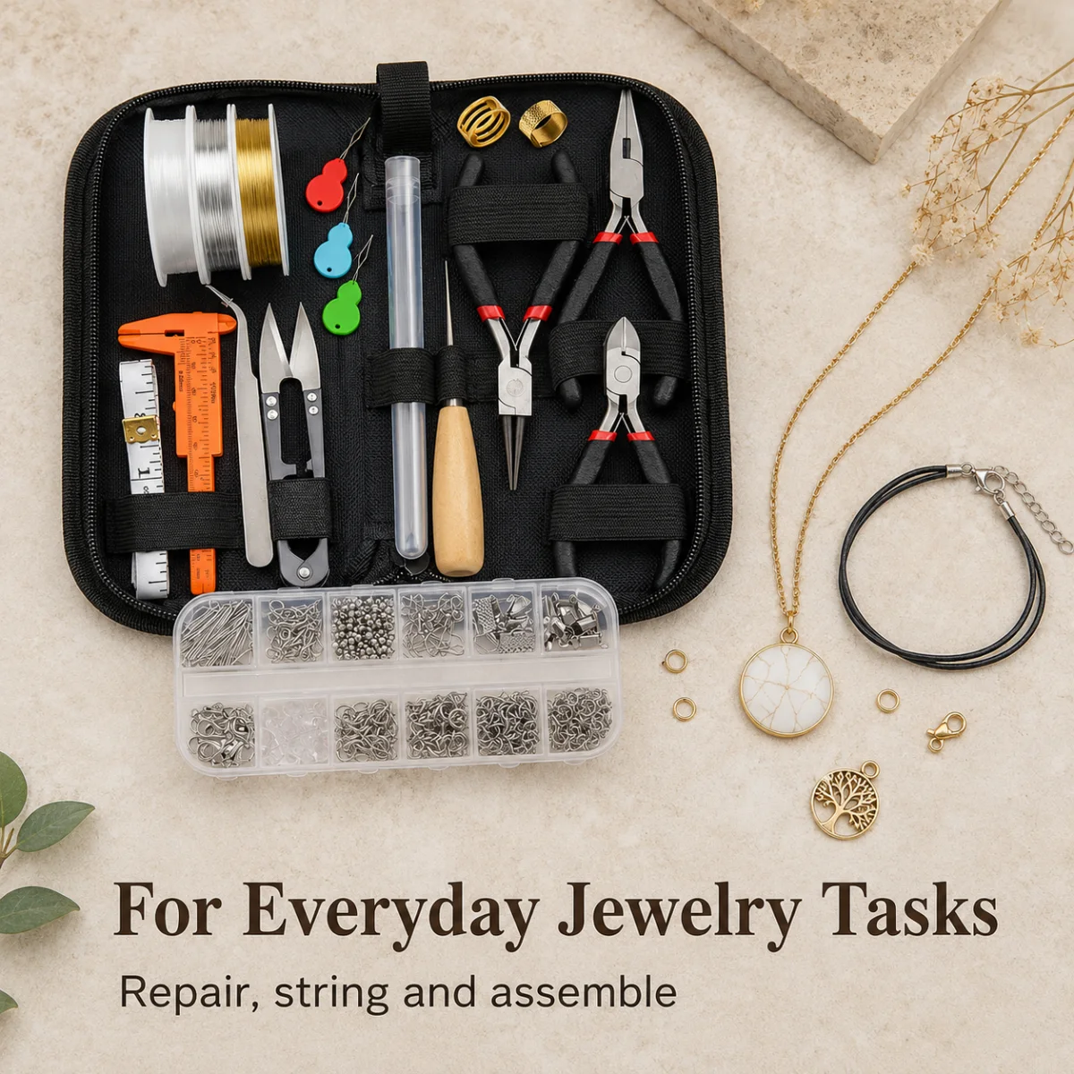 Conferência antes da compra para Kit DIY para reparo de joias com estojo com zíper