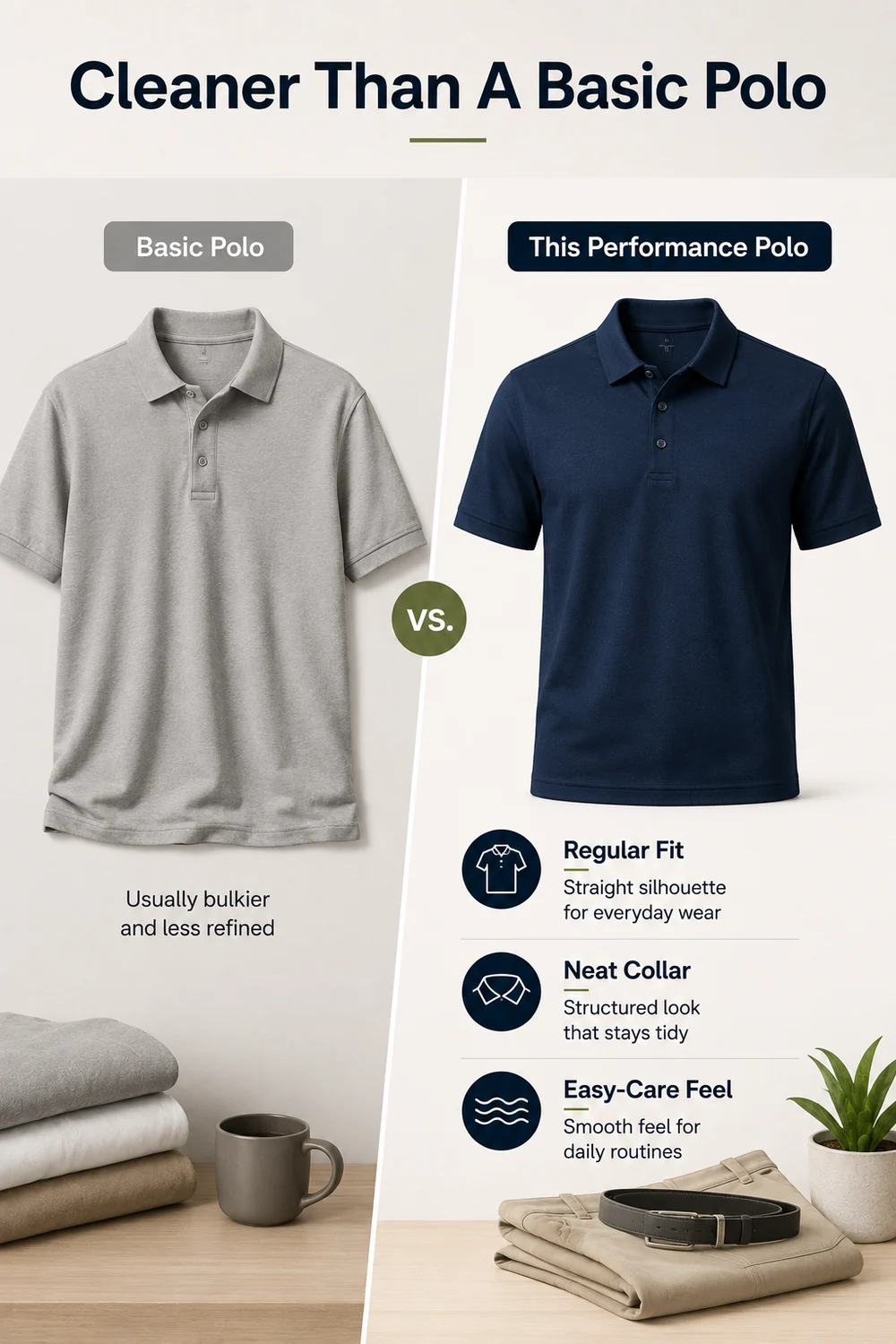 Material- und Strukturdetail für Herren Performance Polohemd für Arbeit Golf und Reisen