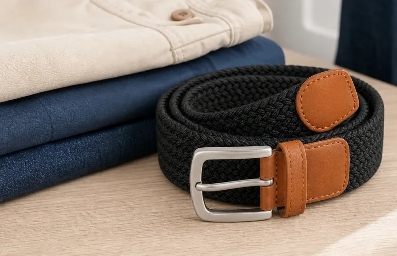 Elastischer Flechtguertel mit Dornschliesse: Groesse, Fit und Outfit