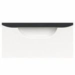 Close-up of the printer’s white recessed grip and black upper edge