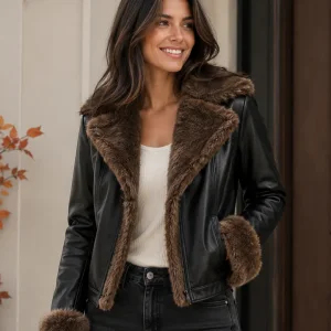Women's Faux Leather Jacket with Faux-Fur-Style Trim: Fall Layering and Fit Guide