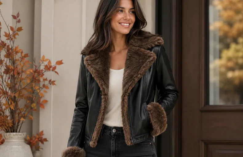 Women's Faux Leather Jacket with Faux-Fur-Style Trim: Fall Layering and Fit Guide
