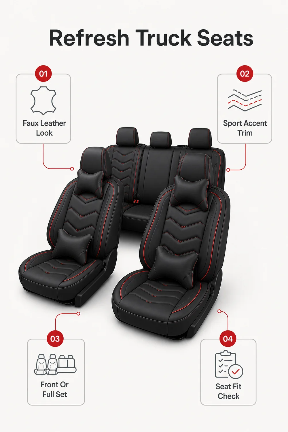 Sitzform-Checkliste für Pickup und SUV Sitzbezüge in Kunstleder-Optik