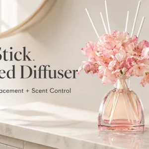 Diffusore floreale a 8 bastoncini: mensola bagno e profumo