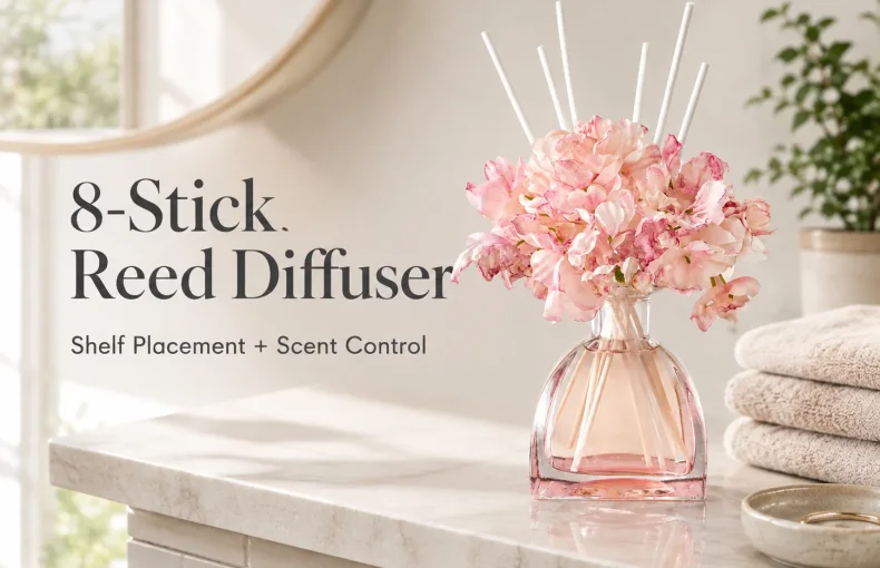 Floral Reed Diffuser with 8 Sticks: Bathroom Shelf Placement and Scent Control Guide
