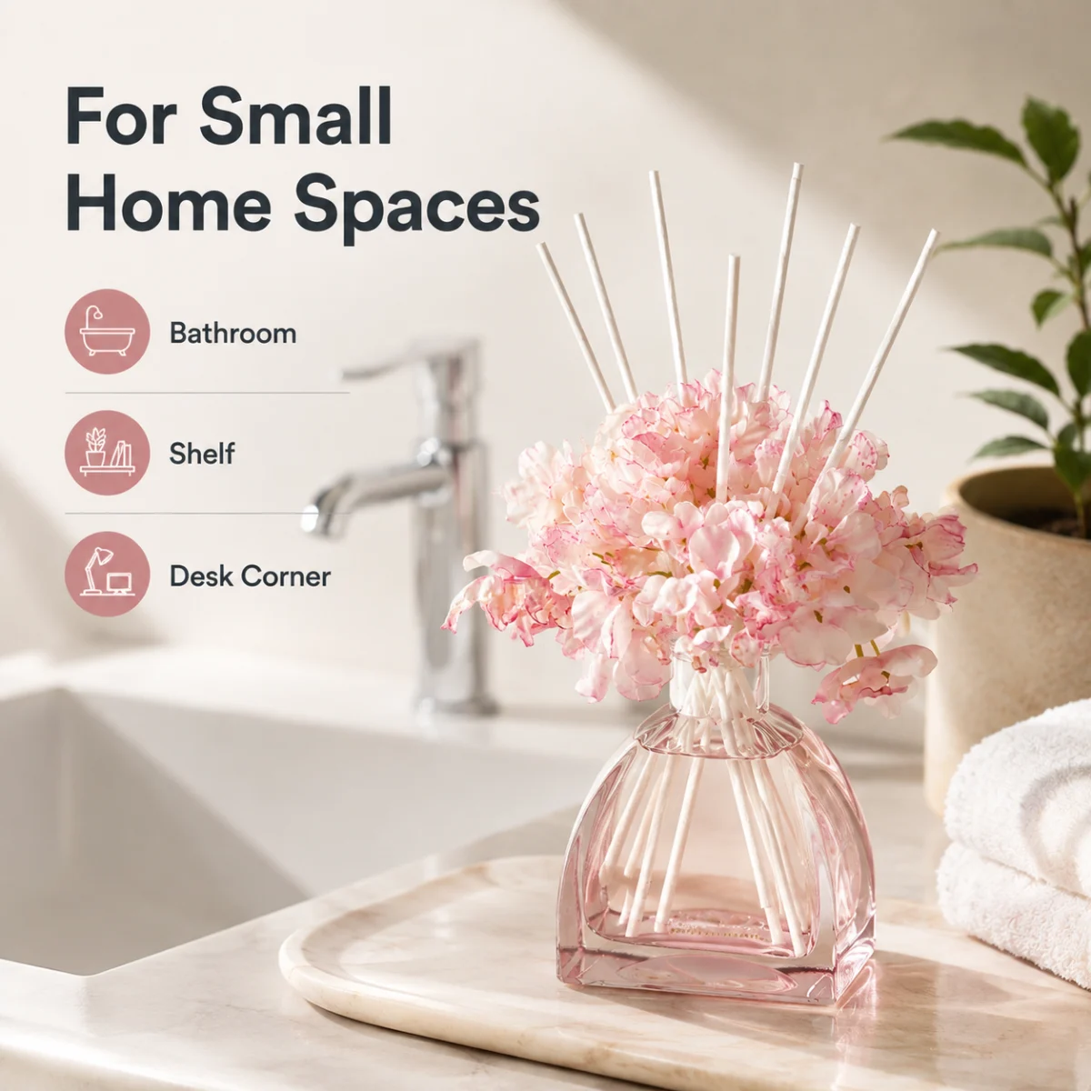Floraler Reed-Diffuser für kleine Badregale und Schreibtischecken
