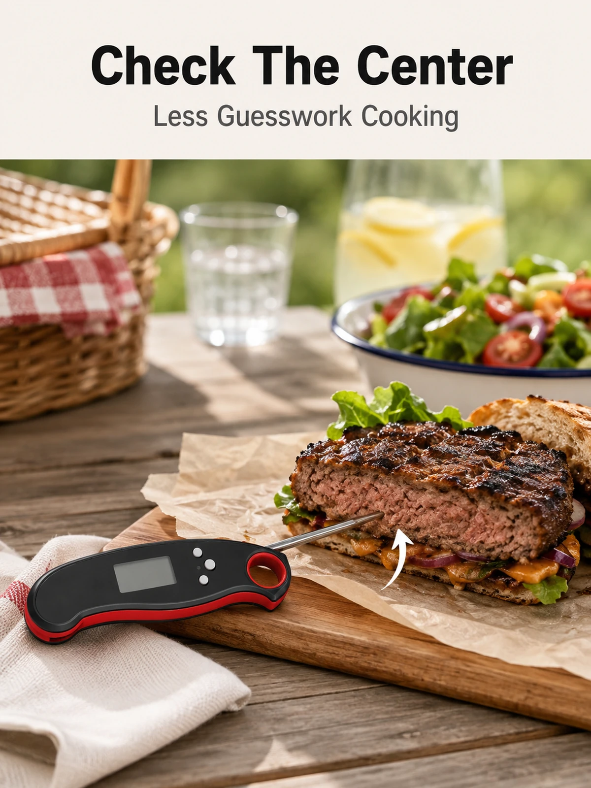 Detailbild für Faltbares digitales Fleischthermometer für BBQ Braten und Backen für den Alltag