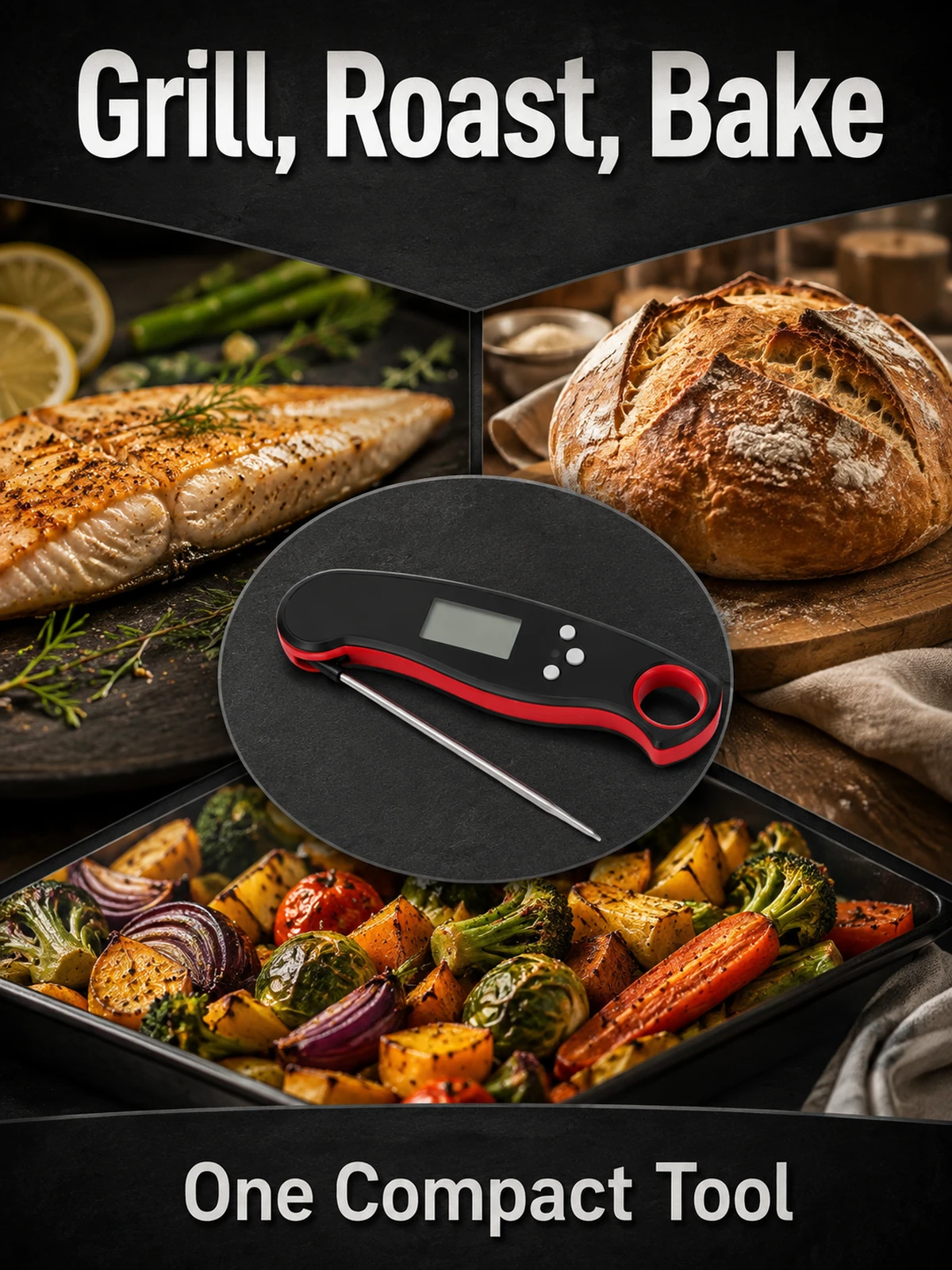 Material- und Strukturdetail für Faltbares digitales Fleischthermometer für BBQ Braten und Backen für den Alltag