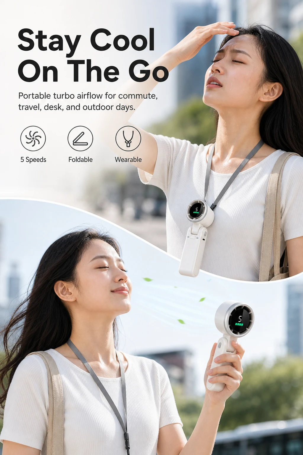 Faltbarer tragbarer USB-Handventilator mit 3600-mAh-Akku Produktdetail
