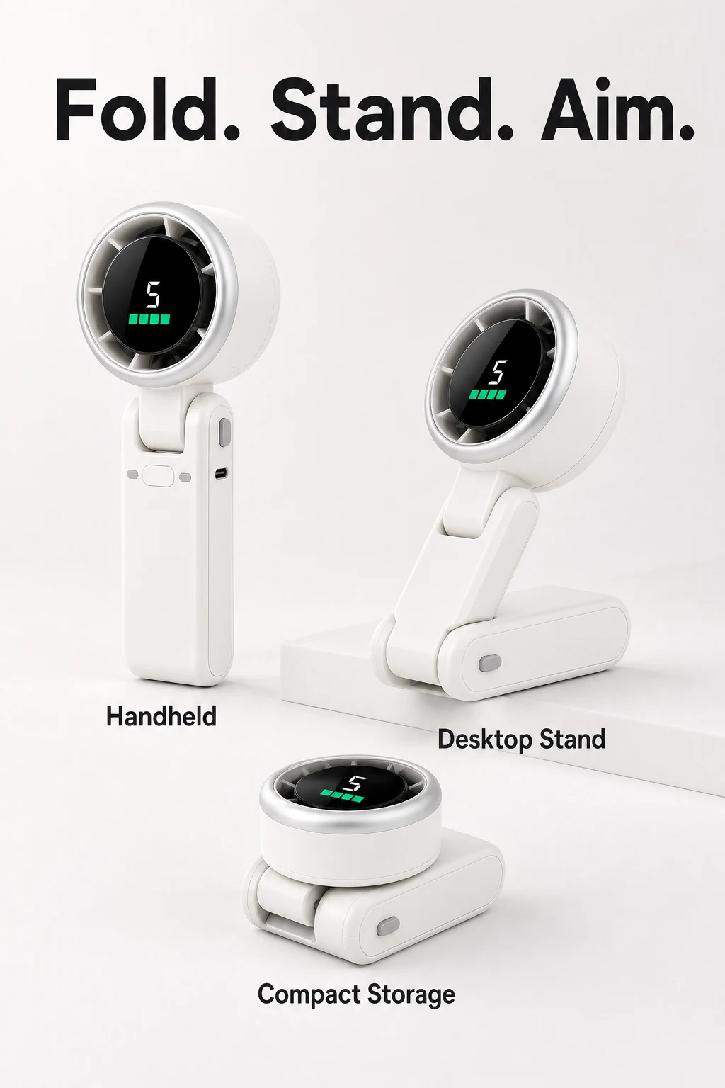 Faltbarer tragbarer USB-Handventilator mit 3600-mAh-Akku Material und Aufbau