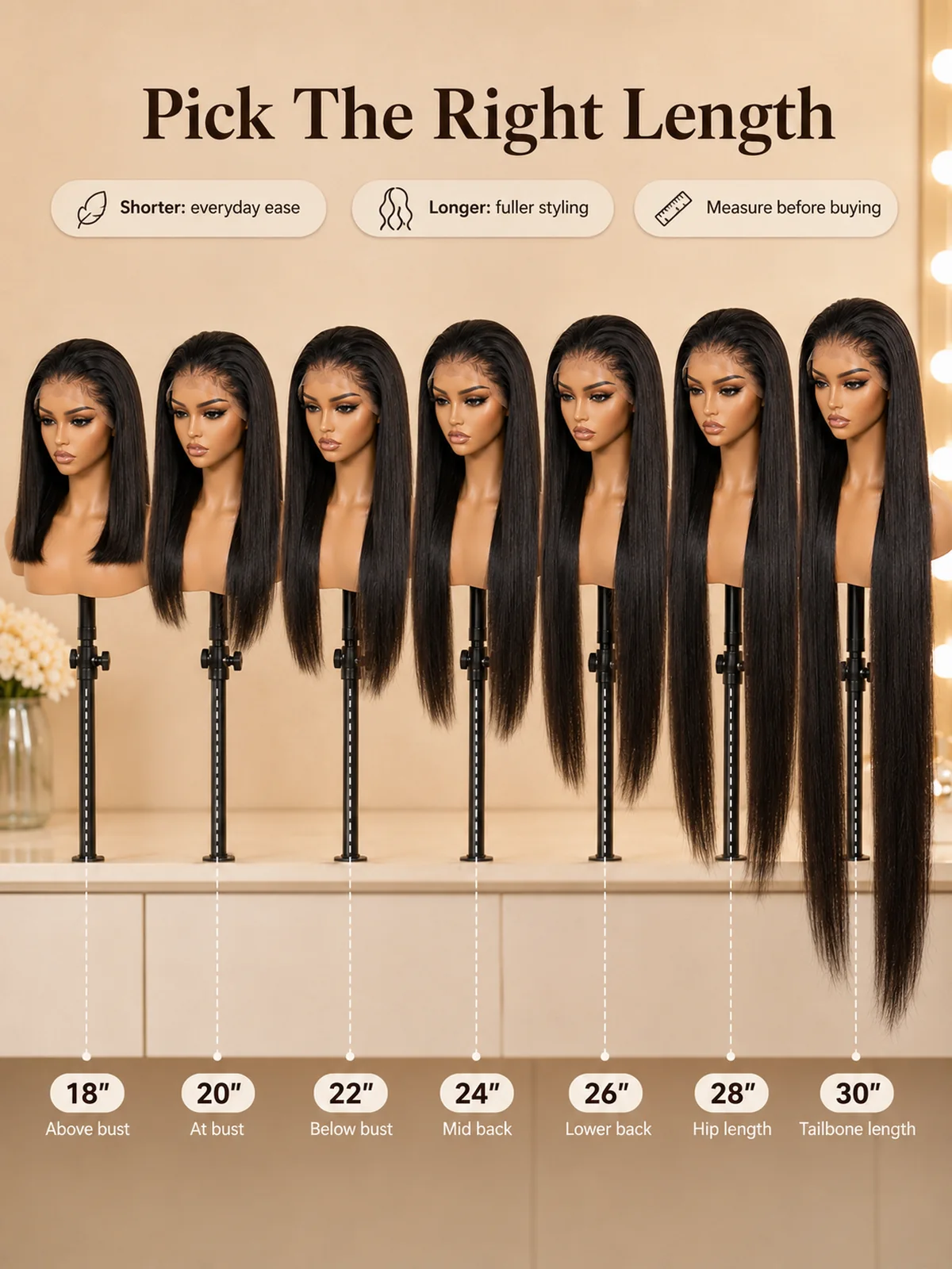 Notas de cuidado suave para peluca HD lace con cordon negro natural