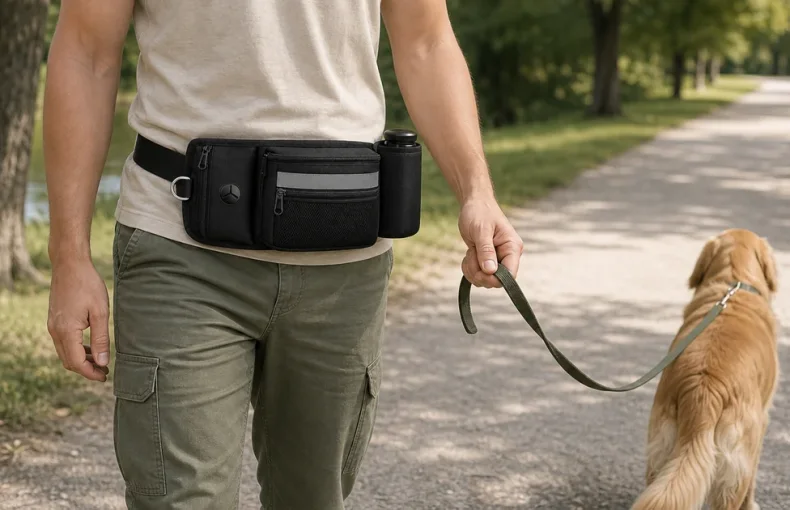 Freihändige Hunde Gürteltasche: Leckerlis, Telefon und Flasche