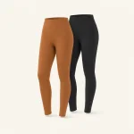 Leggings a vita alta color marrone caramello e neri esposti uno accanto all'altro