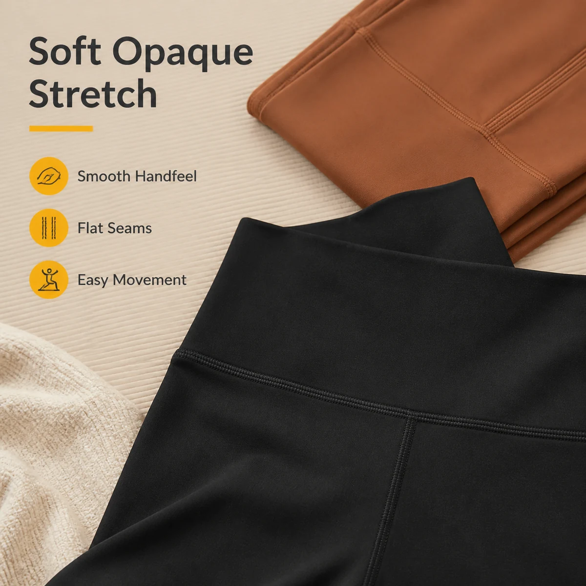 Material and structure detail for Women's High Waist 2-Pack Workout Leggings with Inner Pocket