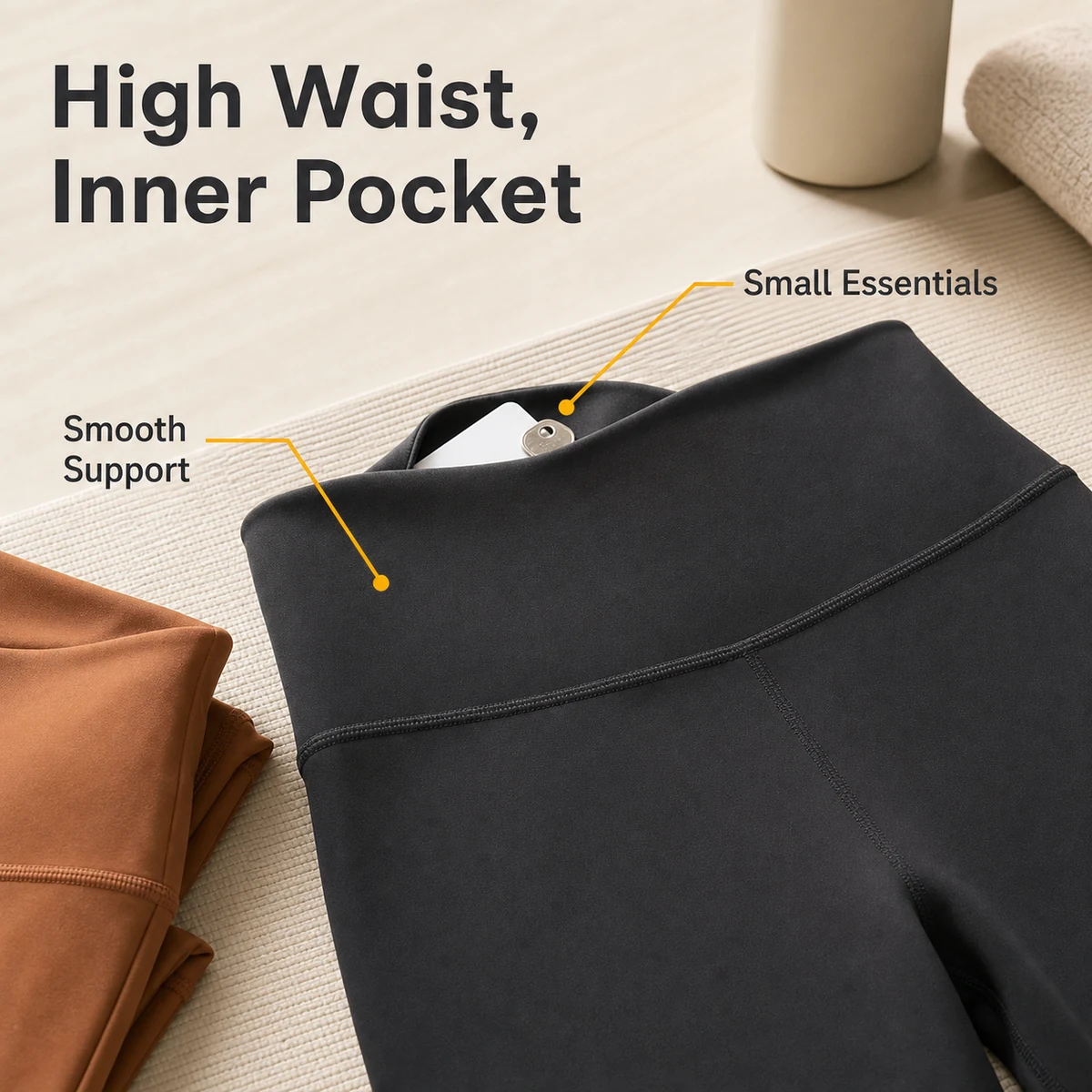 Detail image for Women's High Waist 2-Pack Workout Leggings with Inner Pocket
