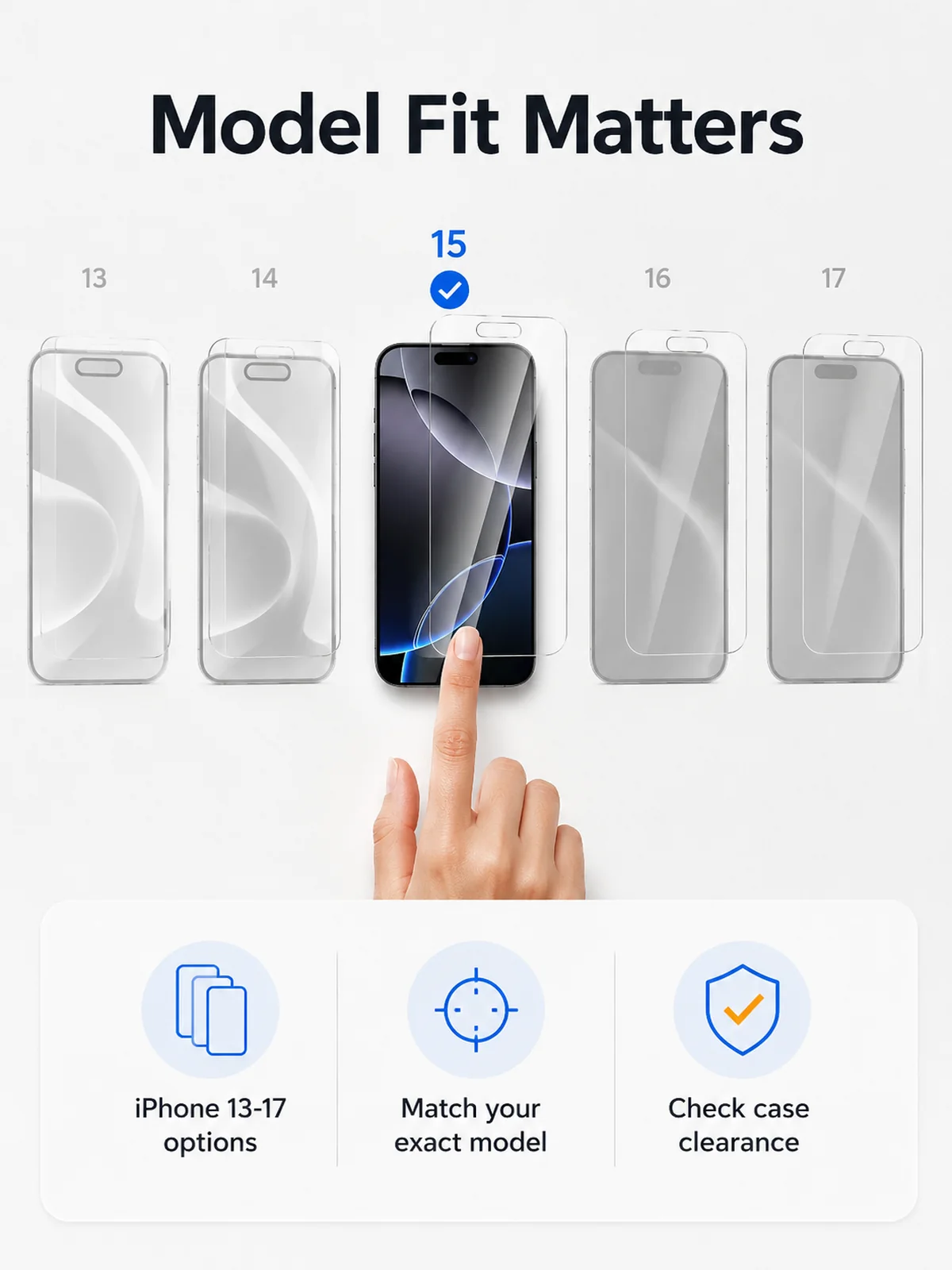 Ajuste del modelo iPhone al elegir protector de pantalla transparente