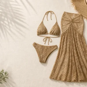 Khaki Crochet Bikini Set with Long Skirt Guide: Coverage, Resort Styling and Packing Checks