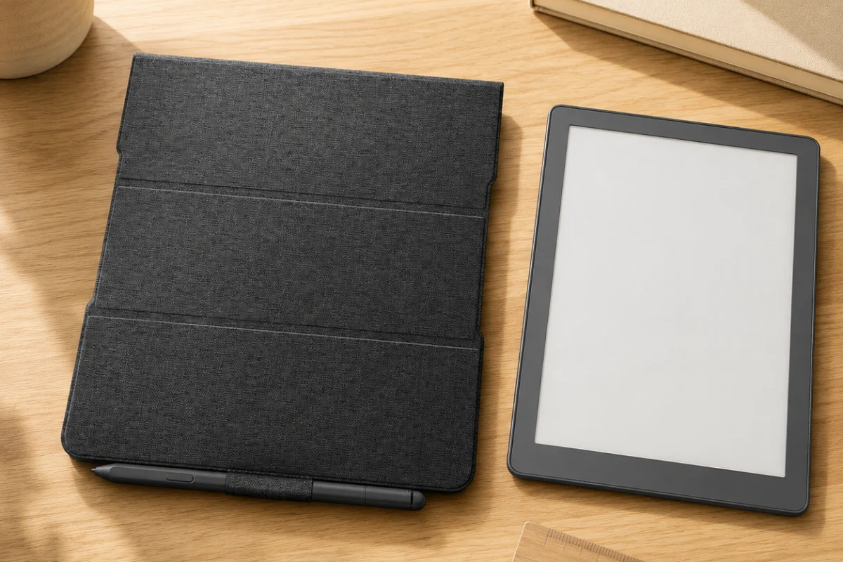 Comprobacion de ajuste en escritorio para e-reader de 10,2 pulgadas