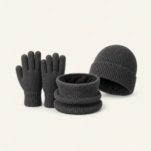 Completo cappello guanti e scaldacollo in maglia per inverno