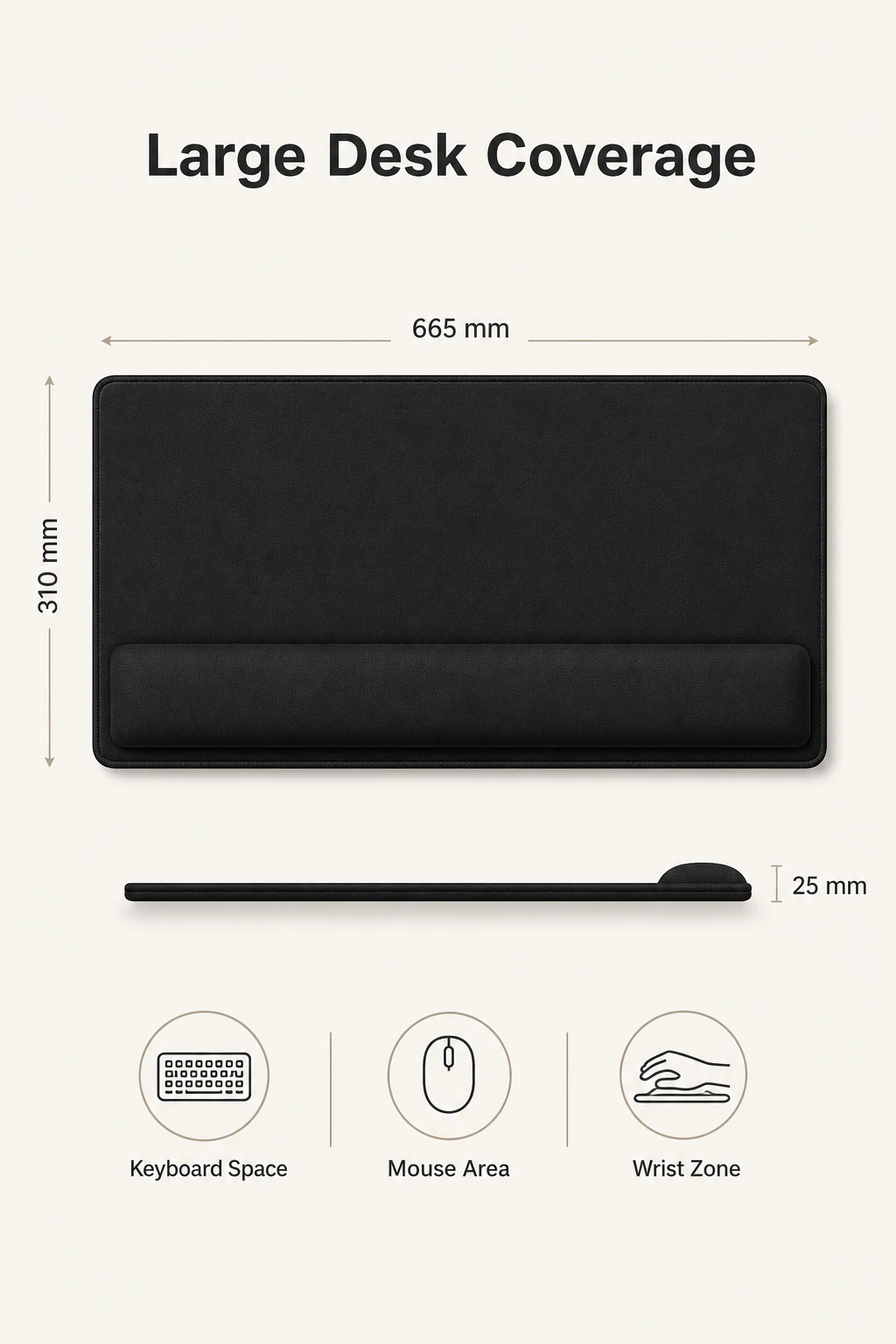 Infografico de cobertura de mesa 665 x 310 x 25 mm