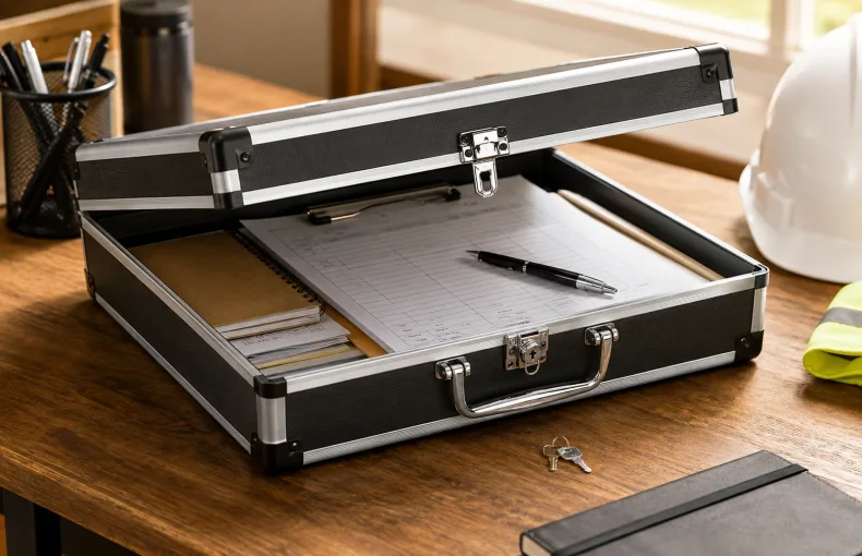 Abschliessbare Aluminium-Klemmbrettbox: Letter-Papier und Formulare
