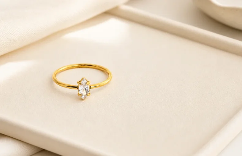 Marquise Stein Edelstahlring: Farben und Groesse 6-9 Guide