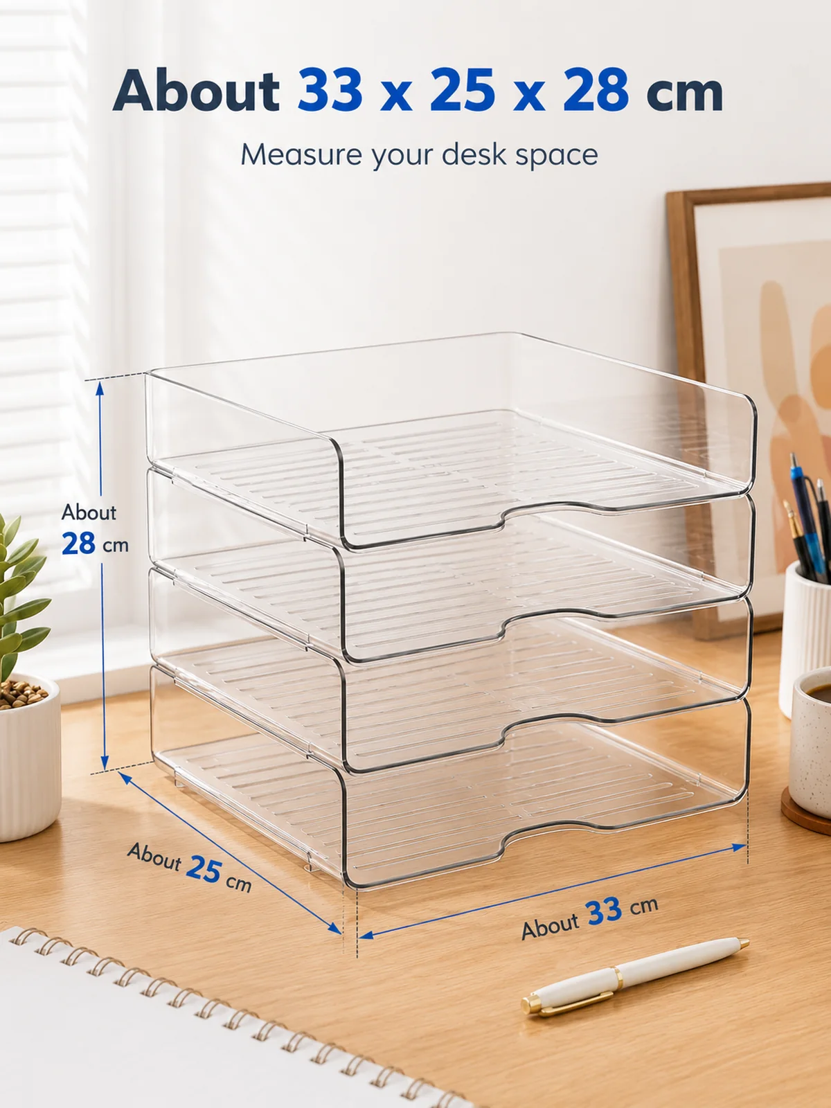 Mesurer espace pour plateau transparent 33 x 25 x 28 cm