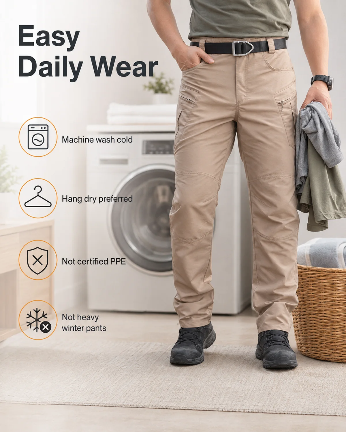 Pre-purchase check for Men's Reinforced Knee Cargo Work Pants for Outdoor Hiking