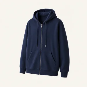 Herren Zip-Hoodie aus Baumwoll-Fleece, einfarbig und Regular Fit für den Alltag
