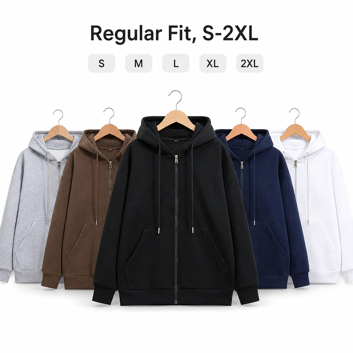 Dettaglio materiale e struttura per Felpa uomo in cotone fleece con zip, tinta unita regular fit