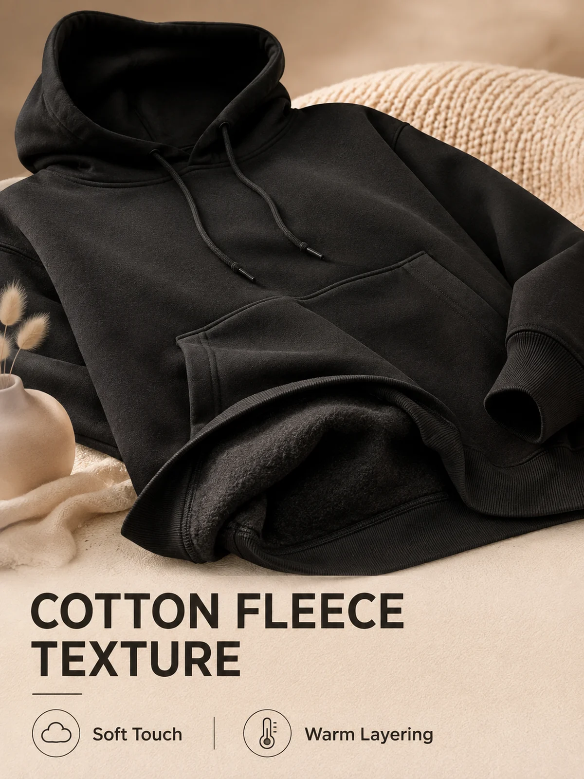Imagen de detalle para Sudadera Hombre Algodon Fleece Pesado con Capucha