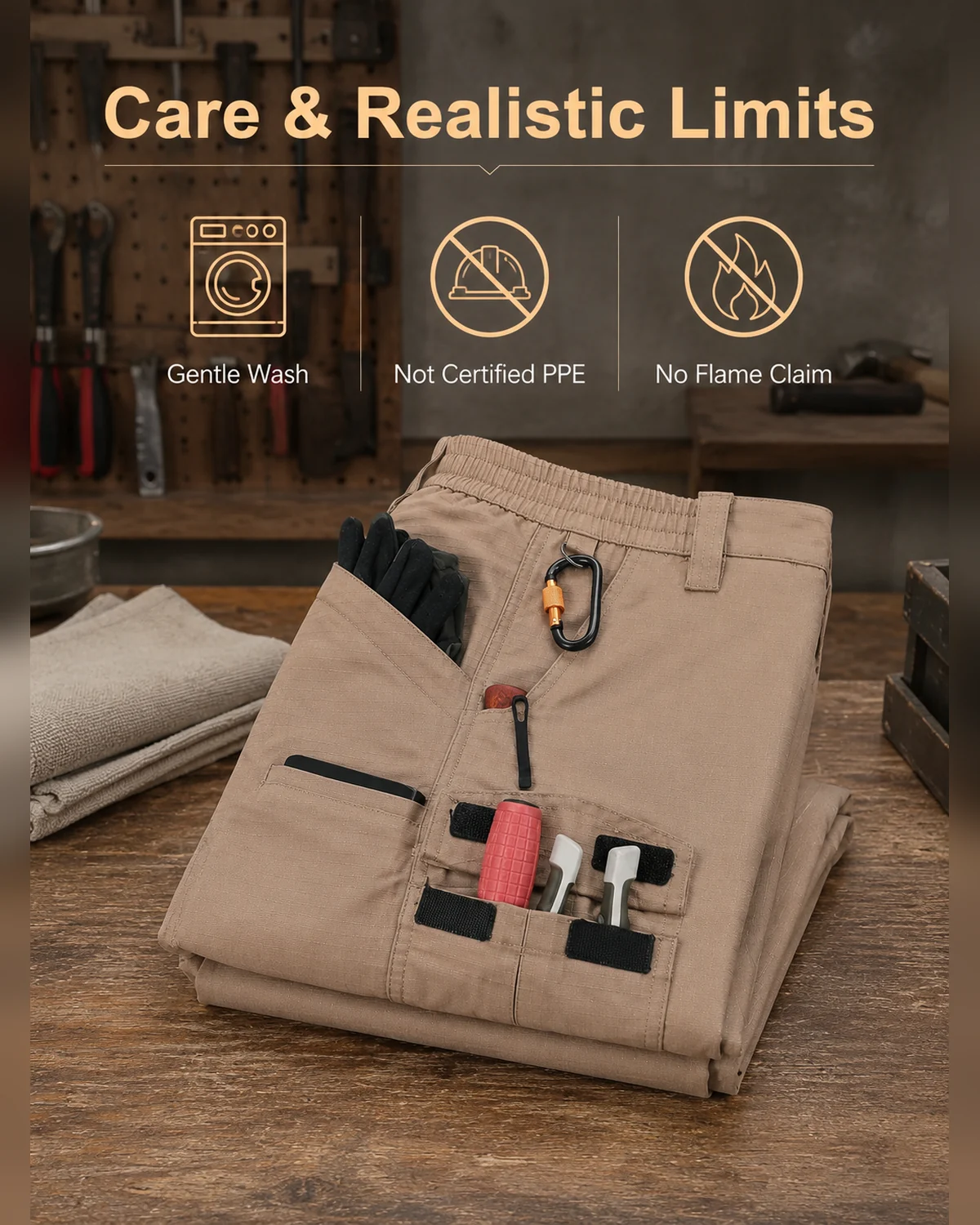 Conferência antes da compra para Calca de trabalho industrial masculina com costuras reforcadas