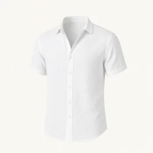 Camisa hombre lino algodon manga corta de verano