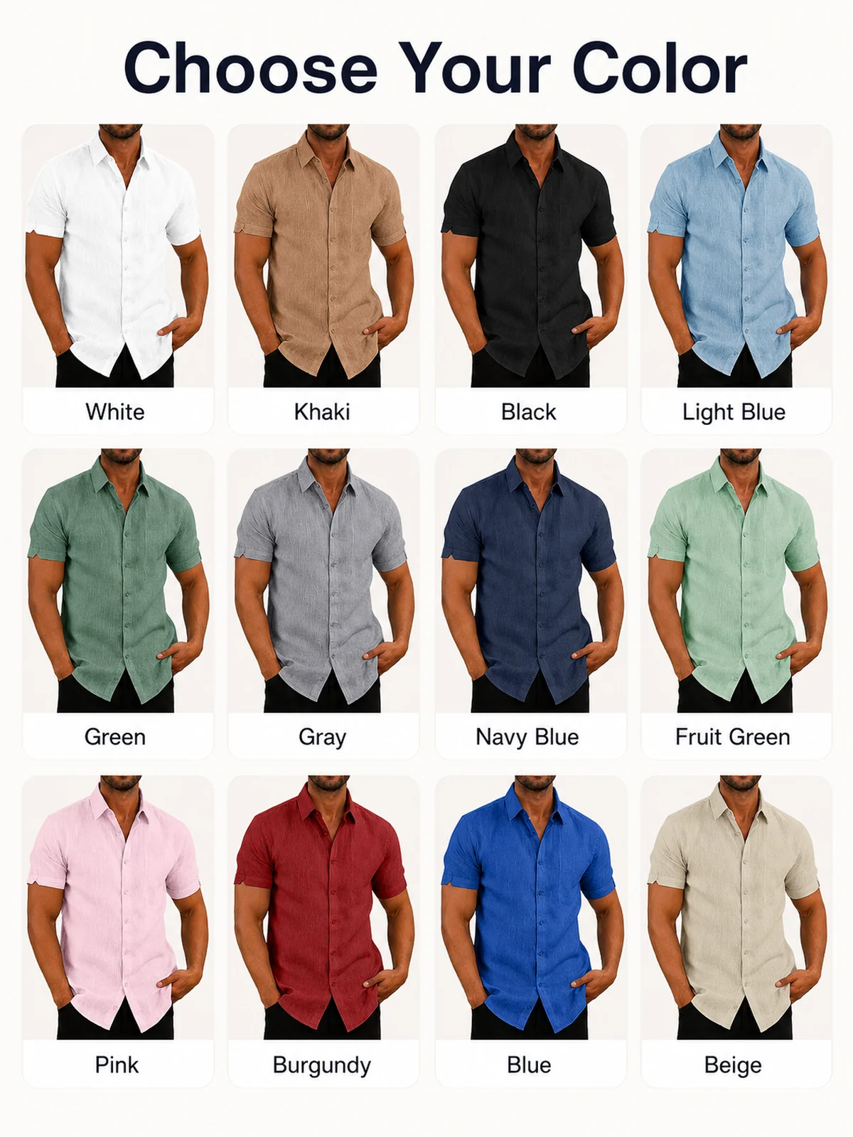 Dettaglio materiale e struttura per Camicia uomo lino cotone manica corta estiva per uso quotidiano