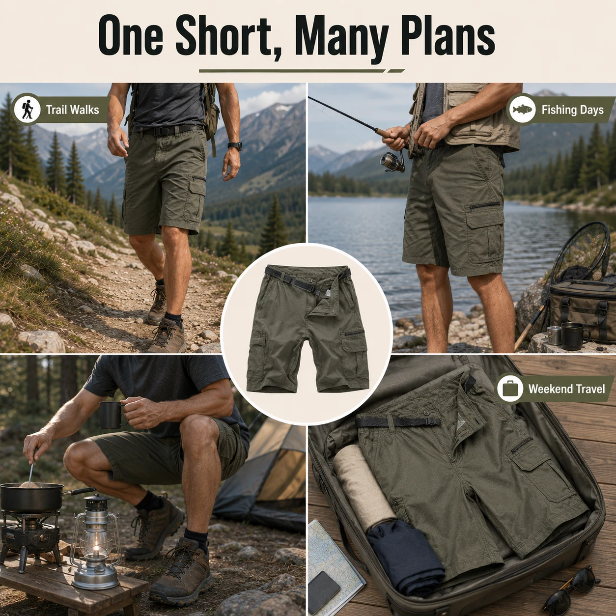 Herren Cargoshorts für Wandern Angeln und Reisen