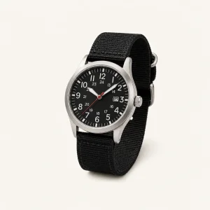 Men's Outdoor-Style Nylon Strap Quartz Watch with Luminous Dial Cues